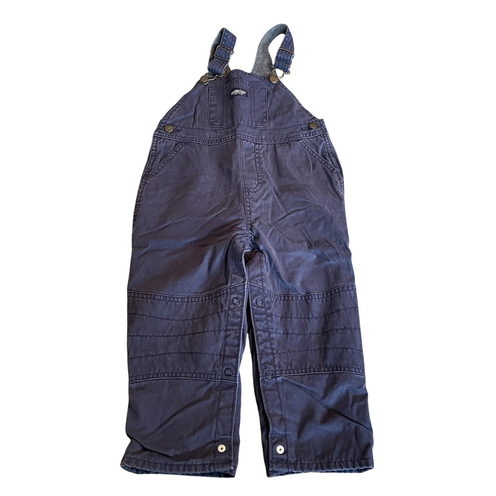 Osh Kosh‎ Overalls Navy Blue Size 24M Toddler Boy Girl Cotton Lined Gray Winter